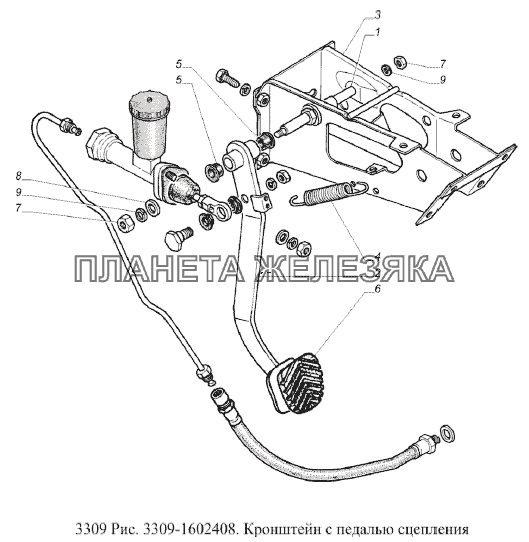 Кронштейн с педалью сцепления ГАЗ-3309 (Евро 2)